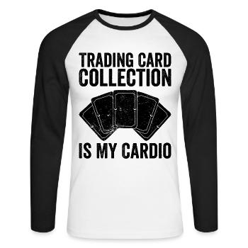 Jeu de cartes à collectionner amusant TCG - T-shirt baseball manches longues Homme - blanc/noir - Devant - Nik (191cm)