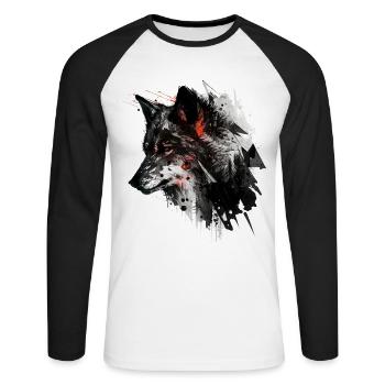 Wolf Tiermotiv Wölfe Geschenk Geburtstag Wald - Unisex Baseballshirt langarm - Weiß/Schwarz - Vorne - Nik (191cm)
