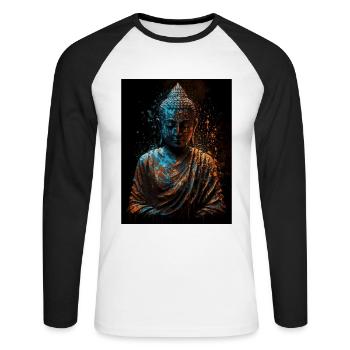 Peaceful Abstract Buddha Statue - Unisex Long Sleeve Baseball T-Shirt - white/black - Front - Nik (191cm)