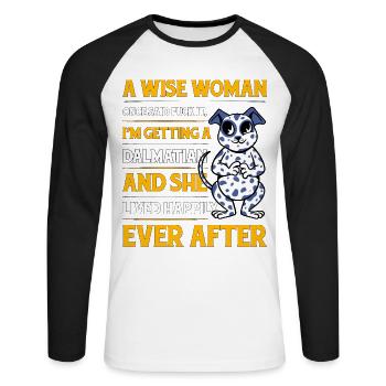 Dalmatiner Lustiger Spruch - Unisex Baseballshirt langarm - Weiß/Schwarz - Vorne - Nik (191cm)