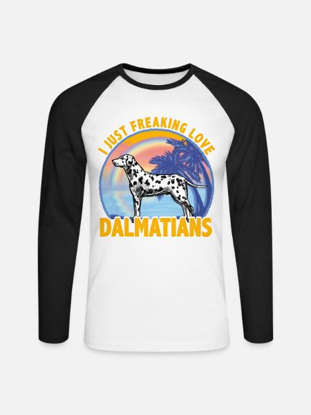 Rakastan vain dalmatialaisia - Miesten pitkähihainen baseballpaita - valkoinen/musta