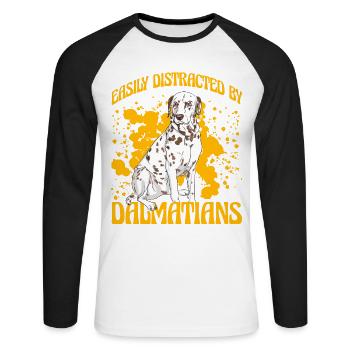Facilement distrait mes Dalmatiens - T-shirt baseball manches longues Homme - blanc/noir - Devant - Nik (191cm)