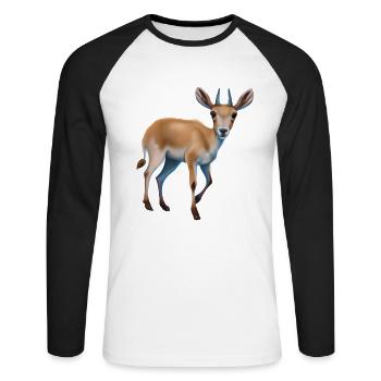 Antilope saïga - T-shirt baseball manches longues Homme - blanc/noir - Devant - Nik (191cm)