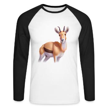 Antilope saïga - T-shirt baseball manches longues Homme - blanc/noir - Devant - Nik (191cm)