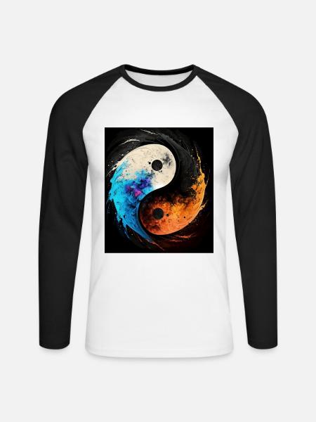 Abstract Yin and Yang Symbol - Unisex Long Sleeve Baseball T-Shirt - white/black