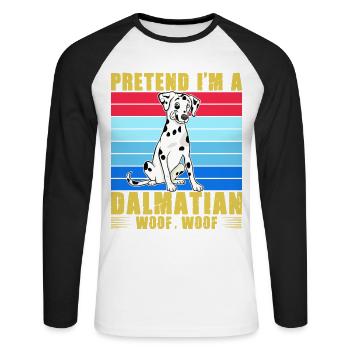 Faites semblant d’être un Woof Woof dalmate - T-shirt baseball manches longues Homme - blanc/noir - Devant - Nik (191cm)