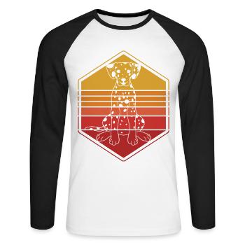 Dalmate - T-shirt baseball manches longues Homme - blanc/noir - Devant - Nik (191cm)