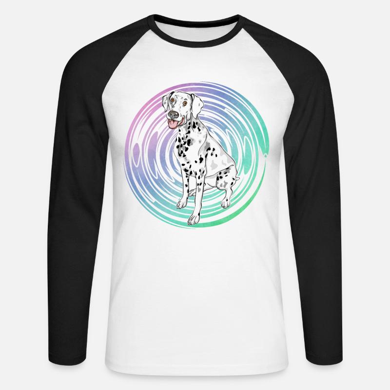 Dalmatiner Retro - Unisex Baseballshirt langarm - Weiß/Schwarz