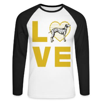 L’amour dalmate - T-shirt baseball manches longues Homme - blanc/noir - Devant - Nik (191cm)