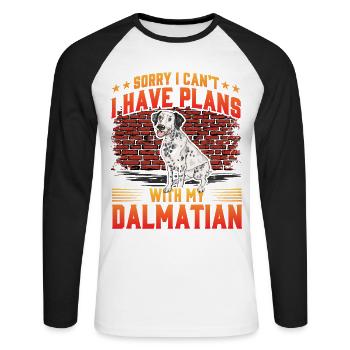 Désolé je ne peux pas j’ai des projets avec mon dalmatien - T-shirt baseball manches longues Homme - blanc/noir - Devant - Nik (191cm)