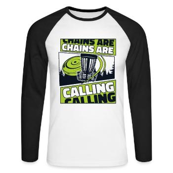Les chaînes appellent Basket Disc Disc Golfer - T-shirt baseball manches longues Homme - blanc/noir - Devant - Nik (191cm)