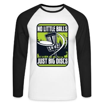 Pas de petites balles juste de gros disques Frisbee Golf - T-shirt baseball manches longues Homme - blanc/noir - Devant - Nik (191cm)