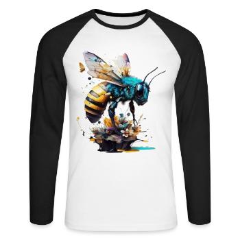 Bee Gift Art Beekeeper Artwork Animal Animals - Unisex Long Sleeve Baseball T-Shirt - white/black - Front - Nik (191cm)