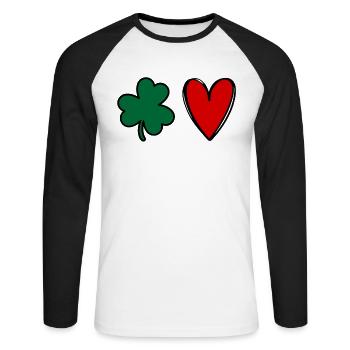 Accessoires de la Saint-Patrick Irlande Shamrock Décoration - T-shirt baseball manches longues Homme - blanc/noir - Devant - Nik (191cm)