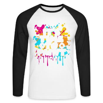 It's time for colorful team athletes paintball - Unisex Long Sleeve Baseball T-Shirt - white/black - Front - Nik (191cm)