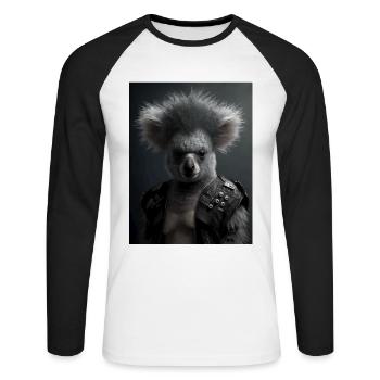 Cool Punk Koala - T-shirt baseball manches longues Homme - blanc/noir - Devant - Nik (191cm)