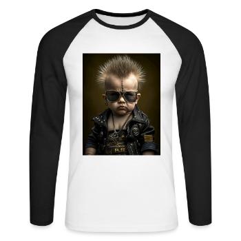 Cool Punk Baby - T-shirt baseball manches longues Homme - blanc/noir - Devant - Nik (191cm)
