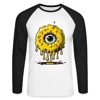 Monster-Augen-Donut - Unisex Baseballshirt langarm - Weiß/Schwarz - Vorne - Nik (191cm)