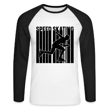 Speed Skating Retro Loves Short Track Speed Skater - Unisex Long Sleeve Baseball T-Shirt - white/black - Front - Nik (191cm)