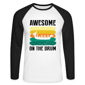 Équipage de bateau-dragon et équitation en bateau-dragon - T-shirt baseball manches longues Homme - blanc/noir - Devant - Nik (191cm)