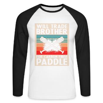 Dragon Boat Trainer and Dragon Boat - Unisex Long Sleeve Baseball T-Shirt - white/black - Front - Nik (191cm)