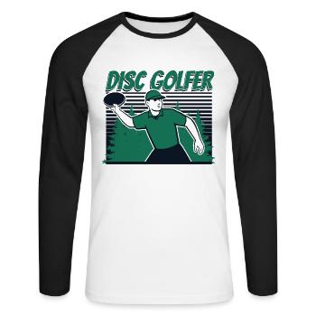 Disc Golfer Disc Golfer Frisbee Golf Basket Disc - Unisex Long Sleeve Baseball T-Shirt - white/black - Front - Nik (191cm)