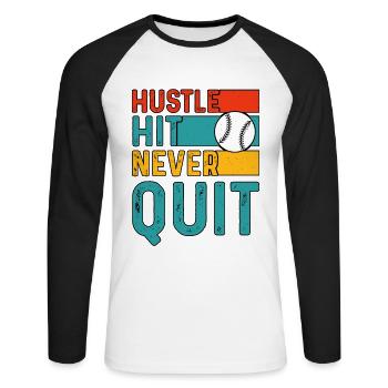 Hustle Hit Never Quit Baseball - T-shirt baseball manches longues Homme - blanc/noir - Devant - Nik (191cm)