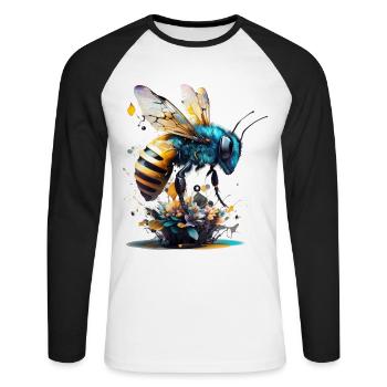 Bee Gift Art Beekeeper Artwork Animal Animals - Unisex Long Sleeve Baseball T-Shirt - white/black - Front - Nik (191cm)