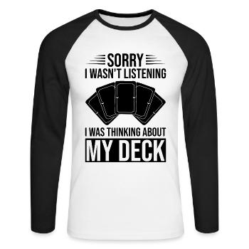 Fun Trading Card Game TCG - Unisex Long Sleeve Baseball T-Shirt - white/black - Front - Nik (191cm)