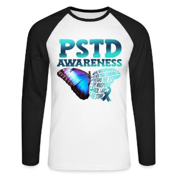 Pstd awareness Post-traumatic - Unisex Long Sleeve Baseball T-Shirt - white/black - Front - Nik (191cm)