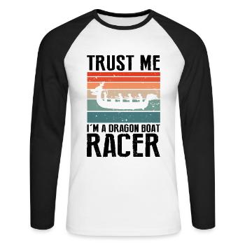 Dragon boating theme for dragon boat paddling - Unisex Long Sleeve Baseball T-Shirt - white/black - Front - Nik (191cm)