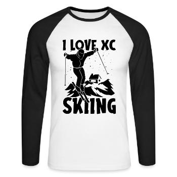 I Love XC Skiing Winter Snow Ski Racing XC Skier - Unisex Long Sleeve Baseball T-Shirt - white/black - Front - Nik (191cm)
