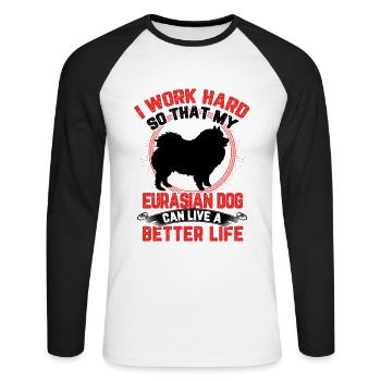 Eurasier arbeite hart Spitz Eurasian Dog - Unisex Baseballshirt langarm - Weiß/Schwarz - Vorne - Nik (191cm)