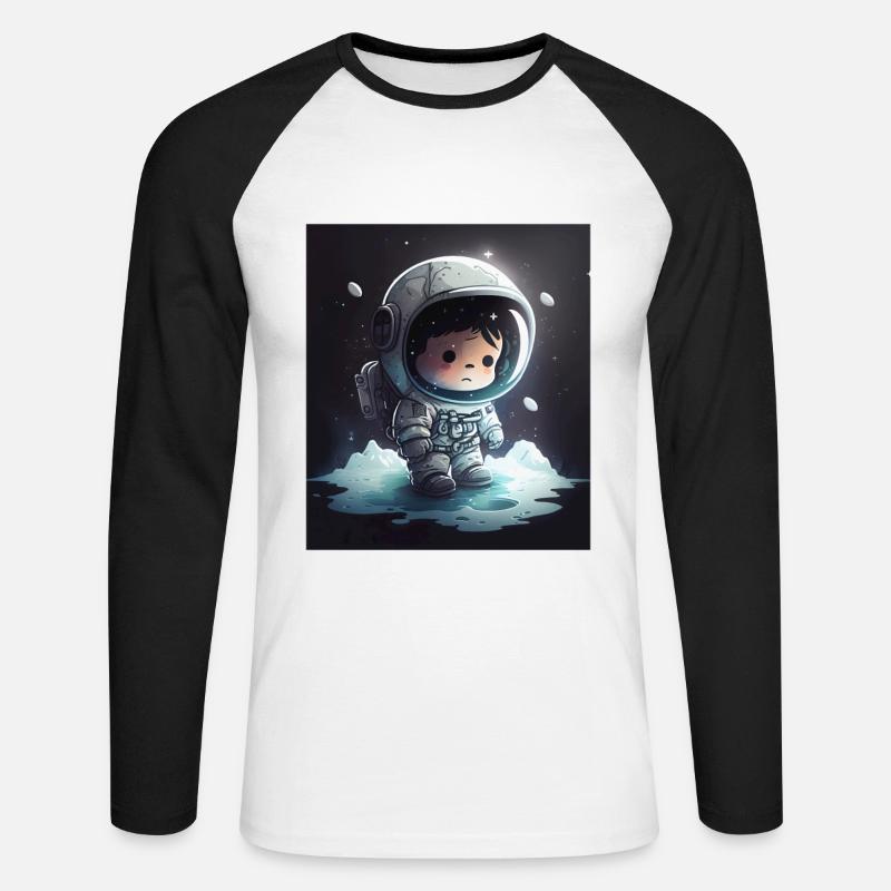 Chibi-Astronaut - Unisex Baseballshirt langarm - Weiß/Schwarz