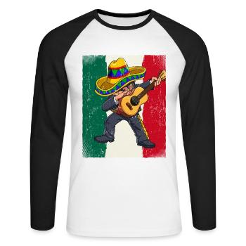 Dabbing Mexican Mariachi Cinco De Mayo - Unisex Baseballshirt langarm - Weiß/Schwarz - Vorne - Nik (191cm)