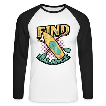 Finding balance - Unisex Long Sleeve Baseball T-Shirt - white/black - Front - Nik (191cm)