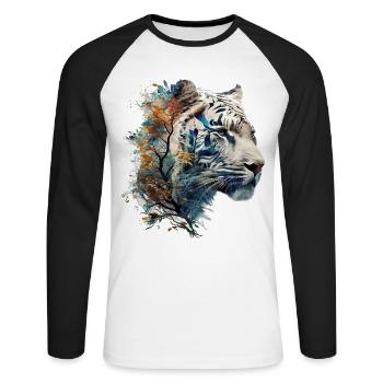 Tiger Animals Gift Man Art Colorful Animal Motif - T-shirt baseball manches longues Homme - blanc/noir - Devant - Nik (191cm)