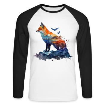 Fuchs Tierliebhaber Tierisch Tier Geschenkidee - Unisex Baseballshirt langarm - Weiß/Schwarz - Vorne - Nik (191cm)