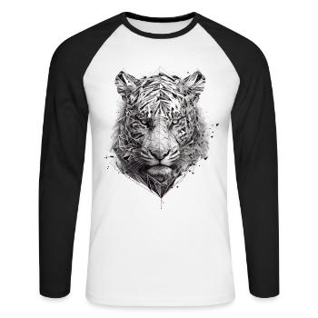 Artwork Tiger Art Animal Motif Animal Zoo Big Cat - Unisex Long Sleeve Baseball T-Shirt - white/black - Front - Nik (191cm)