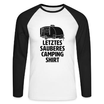 Letztes Sauberes Camping Shirt Wohnmobil Camper - Unisex Baseballshirt langarm - Weiß/Schwarz - Vorne - Nik (191cm)