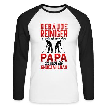 Gebäudereiniger sein ist eine Ehre Fensterputzer - Unisex Baseballshirt langarm - Weiß/Schwarz - Vorne - Nik (191cm)