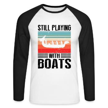 Chinese Boat Race for Dragon Boat Trainers - Unisex Long Sleeve Baseball T-Shirt - white/black - Front - Nik (191cm)