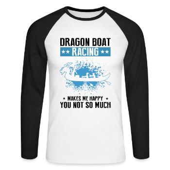 Dragon Boat Trainer and Dragon Boat - Unisex Long Sleeve Baseball T-Shirt - white/black - Front - Nik (191cm)