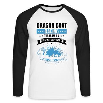 Chinese Boat Race for Dragon Boat Trainers - Unisex Long Sleeve Baseball T-Shirt - white/black - Front - Nik (191cm)