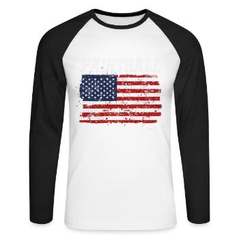 Paintball Patriotic American - Unisex Long Sleeve Baseball T-Shirt - white/black - Front - Nik (191cm)