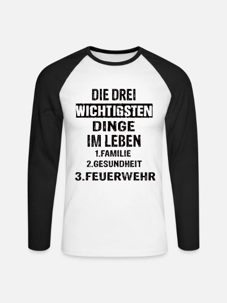 Feuerwehr - Unisex Baseballshirt langarm - Weiß/Schwarz