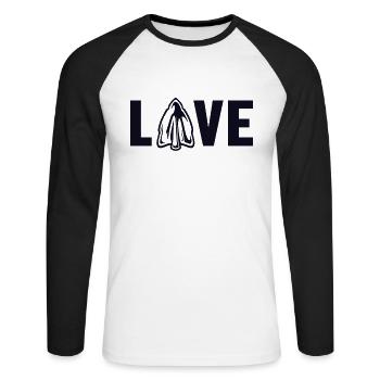 Love Arrowhead Collectionner les pointes de flèches de chasse - T-shirt baseball manches longues Homme - blanc/noir - Devant - Nik (191cm)