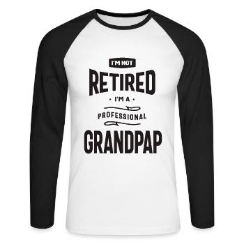 Je ne suis pas à la retraite Je suis un grand-père professionnel - T-shirt baseball manches longues Homme - blanc/noir - Devant - Nik (191cm)