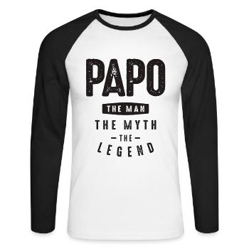 Papo The Man The Myth The Legend - Grandpa - Unisex Long Sleeve Baseball T-Shirt - white/black - Front - Nik (191cm)
