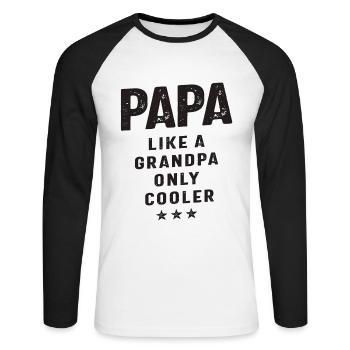 Papa wie ein Opa, nur cooler - Opa - Unisex Baseballshirt langarm - Weiß/Schwarz - Vorne - Nik (191cm)